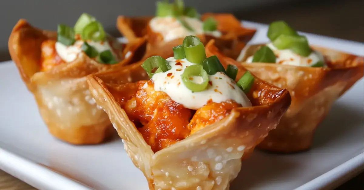 Spicy Buffalo Chicken Wonton Cups Recipe