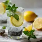 chia seeds recipe water with lemon on kitchen counter