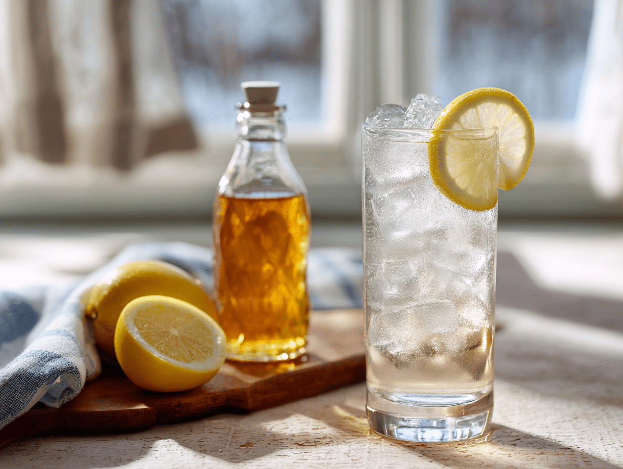 served ice water hack recipe in glass with mint