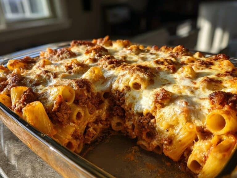 Cheesy Beef Rigatoni Bake