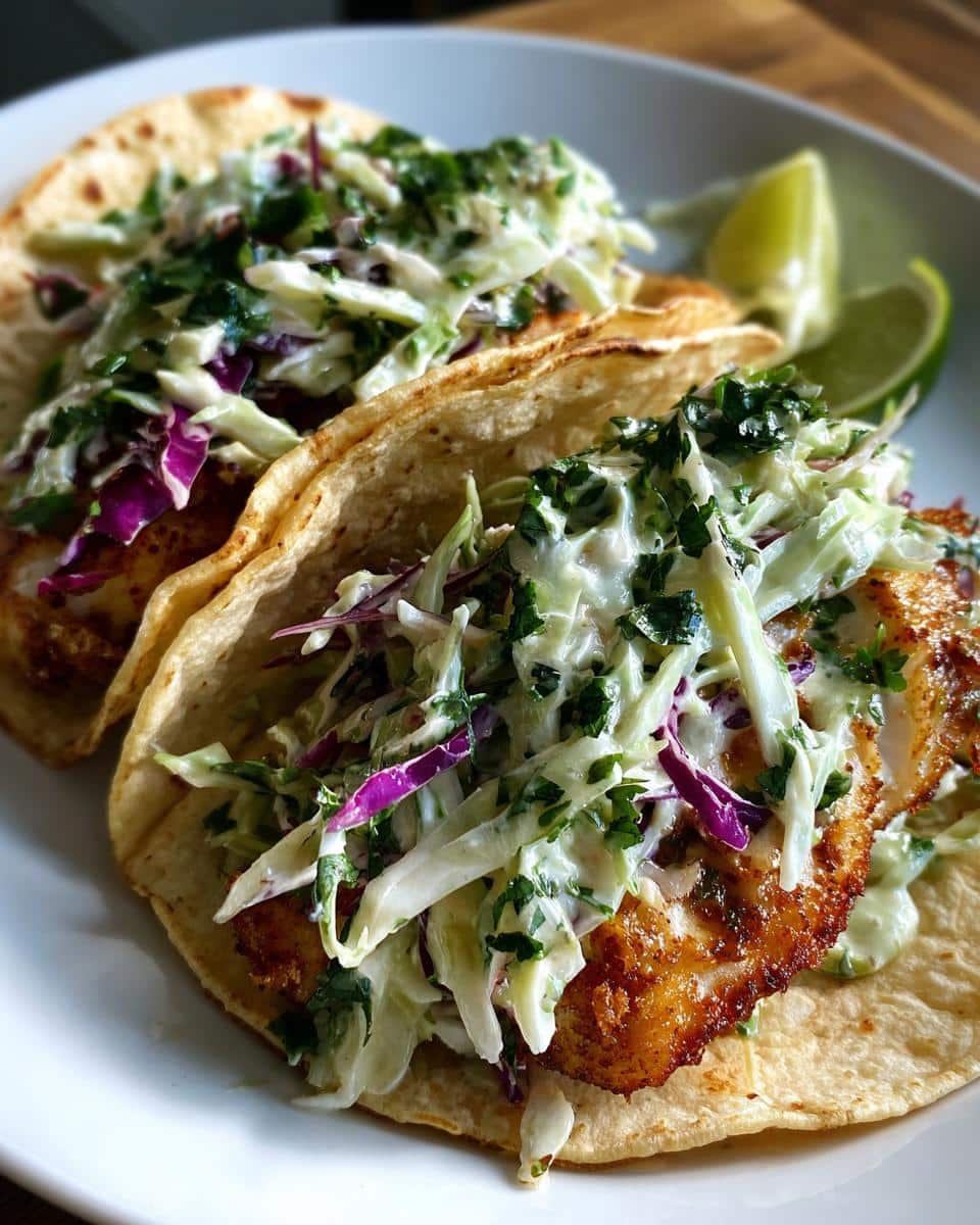 Crispy Fish Tacos with Cilantro Lime Slaw - detail 1