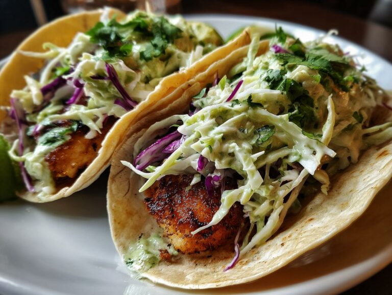 Crispy Fish Tacos with Cilantro Lime Slaw