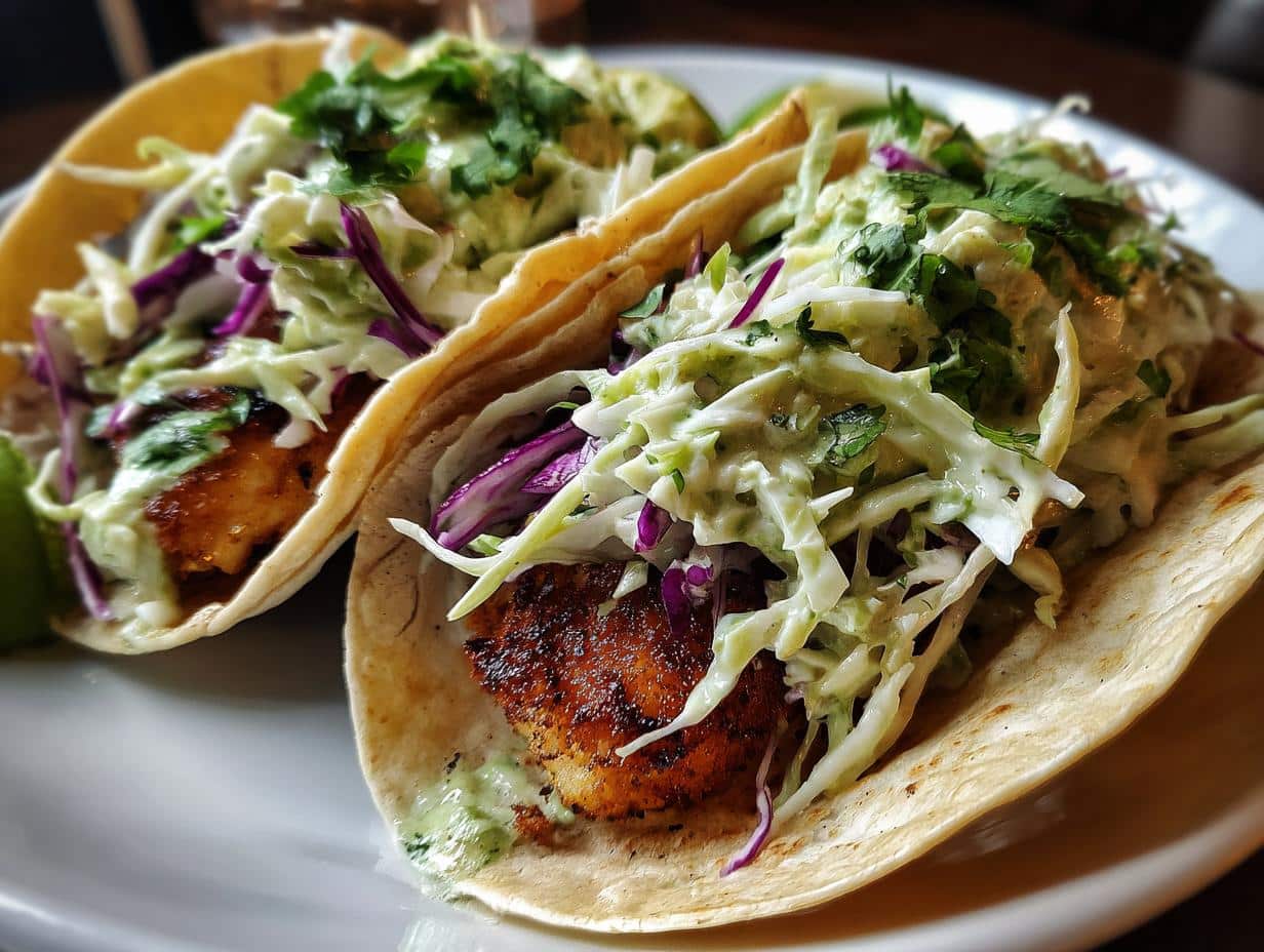 Crispy Fish Tacos with Cilantro Lime Slaw