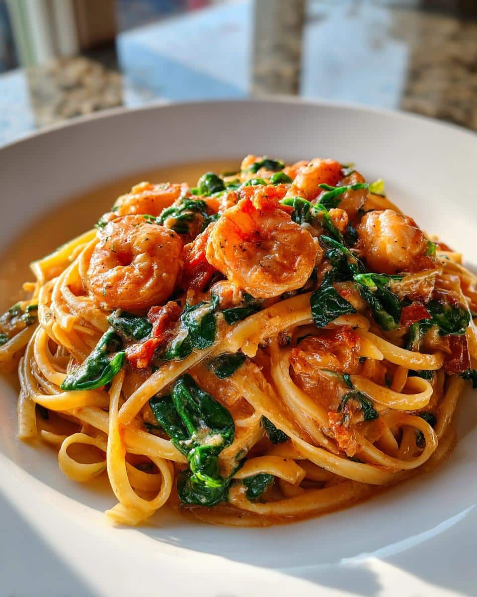 CREAMY TUSCAN SHRIMP LINGUINE - detail 1