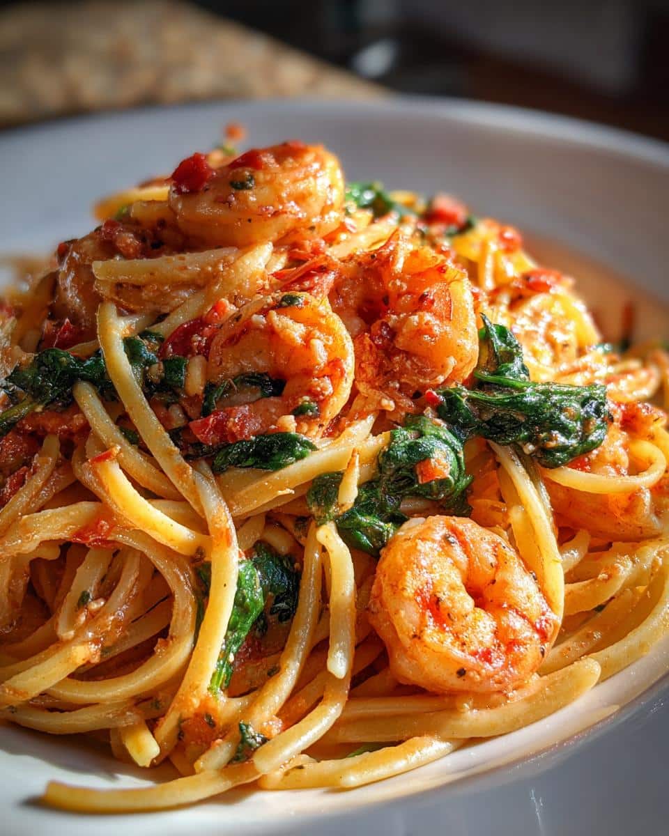 CREAMY TUSCAN SHRIMP LINGUINE - detail 2