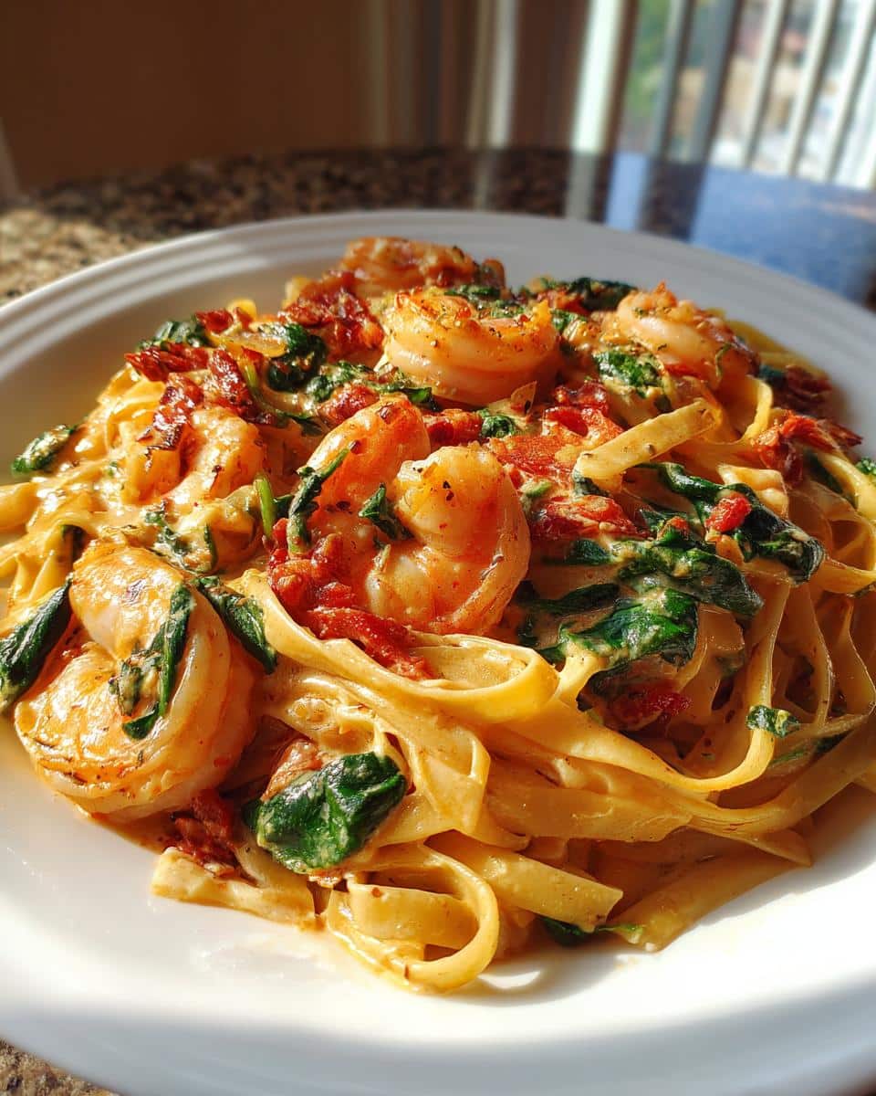CREAMY TUSCAN SHRIMP LINGUINE - detail 3