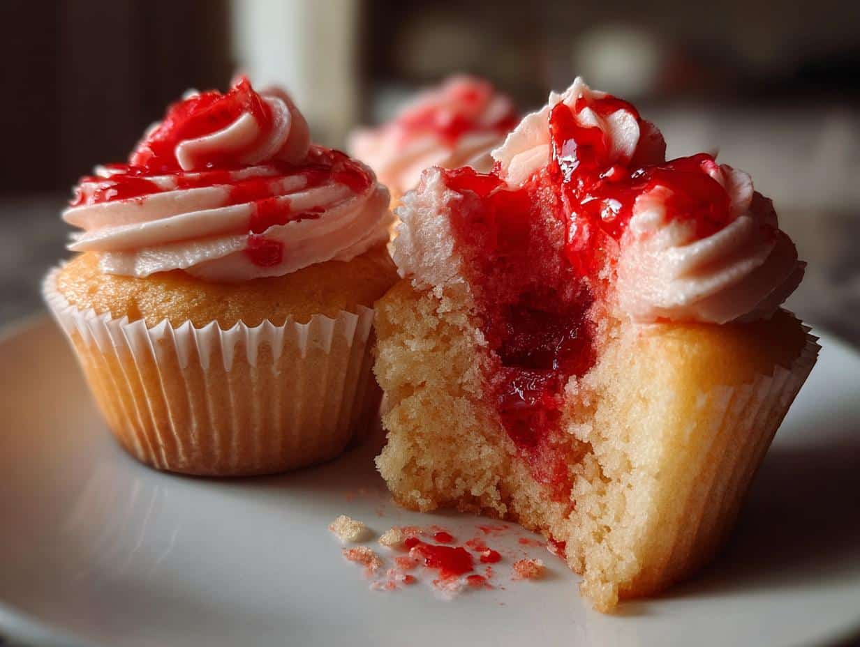 Halloween Vampire Bite Cupcakes