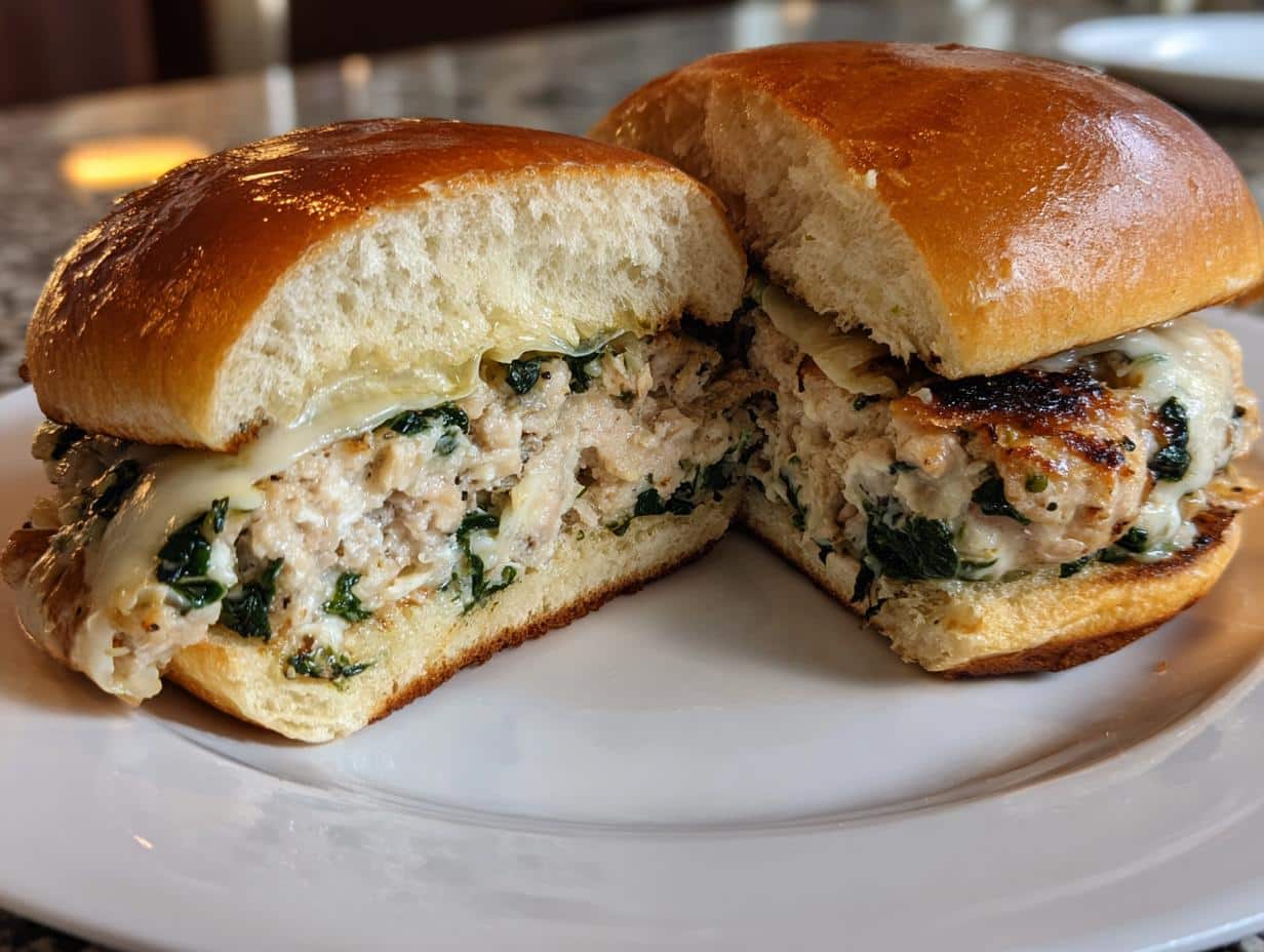 White Cheddar & Spinach Chicken Burgers